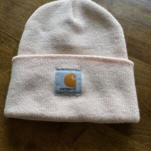Carhartt Light Pink Knit Cuffed Beanie with Gold Logo